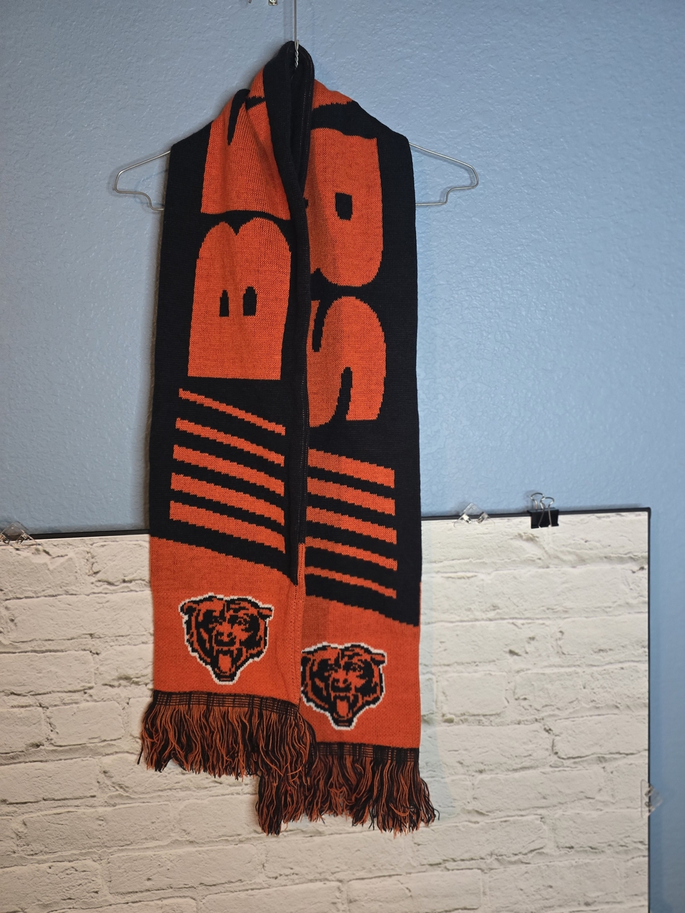 NFL Black and Orange Chicago Bears Knit Scarf 64" Long